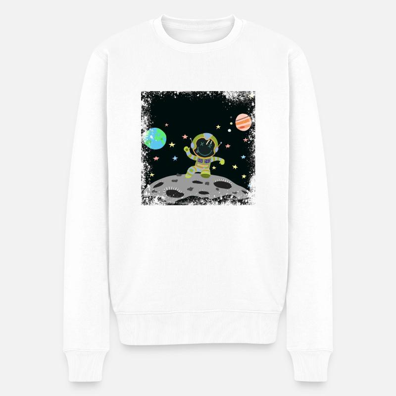 astronaute bleu vert grunge - Pull Premium bio Homme - blanc