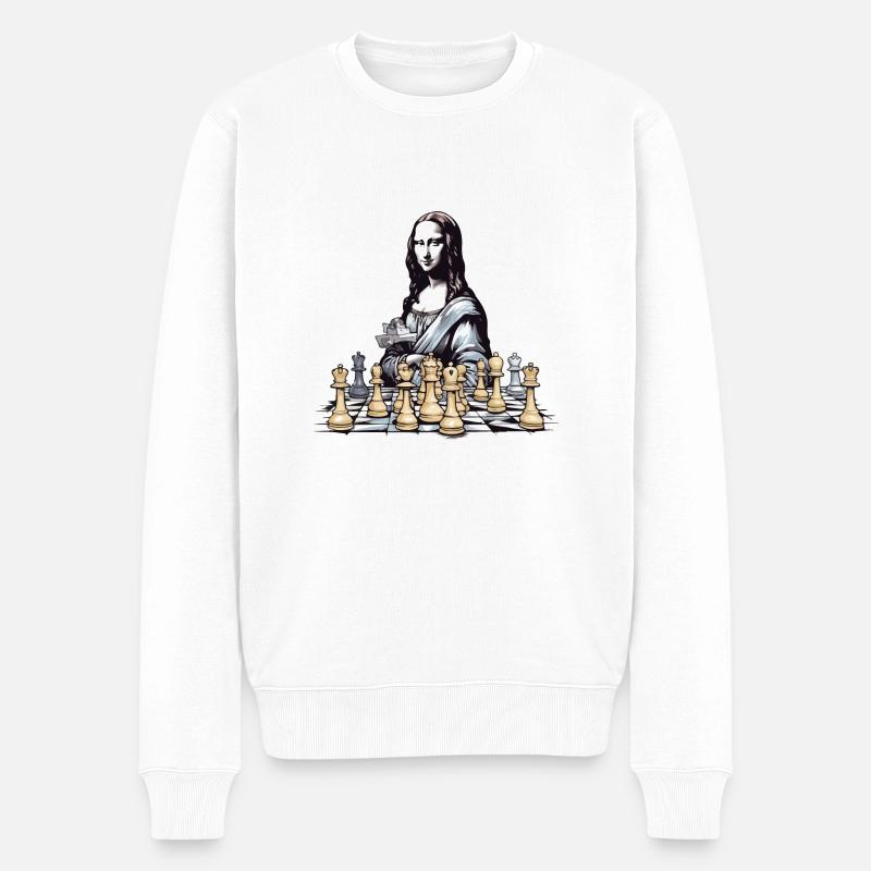 Mona im Schachklub Nr. 2 - Männer Premium Bio Pullover - Weiß