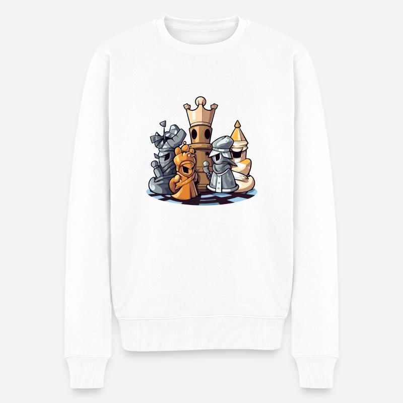 Schachfiguren Nr. 5 - Männer Premium Bio Pullover - Weiß