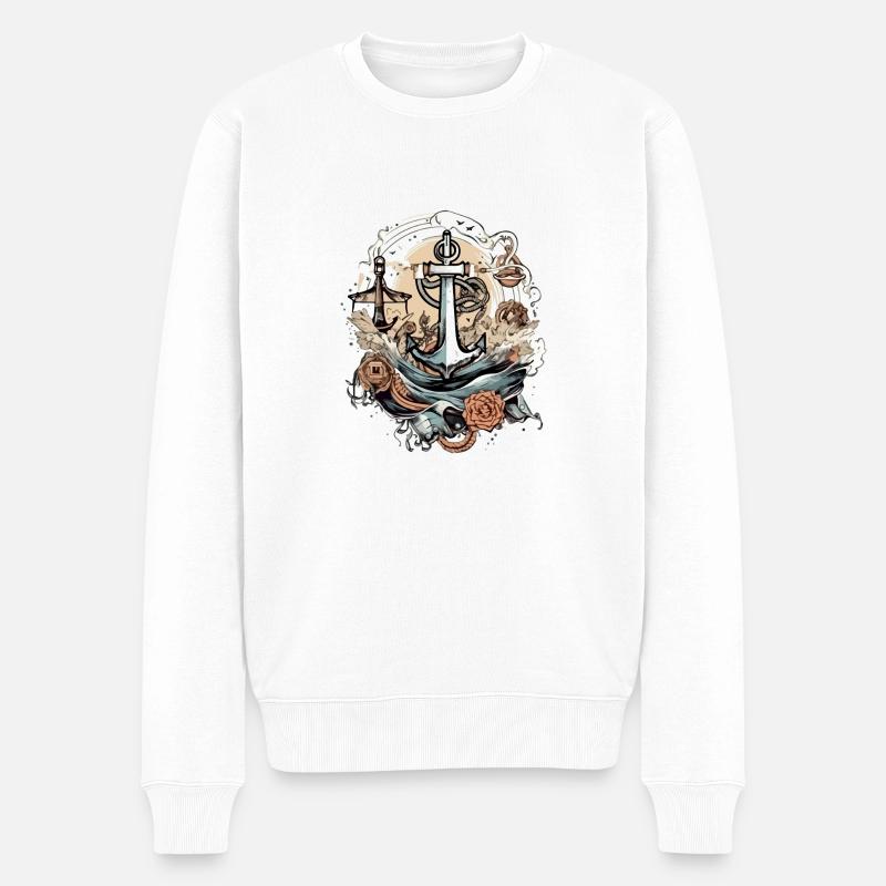 L'ancre du capitaine - Pull Premium bio Homme - blanc