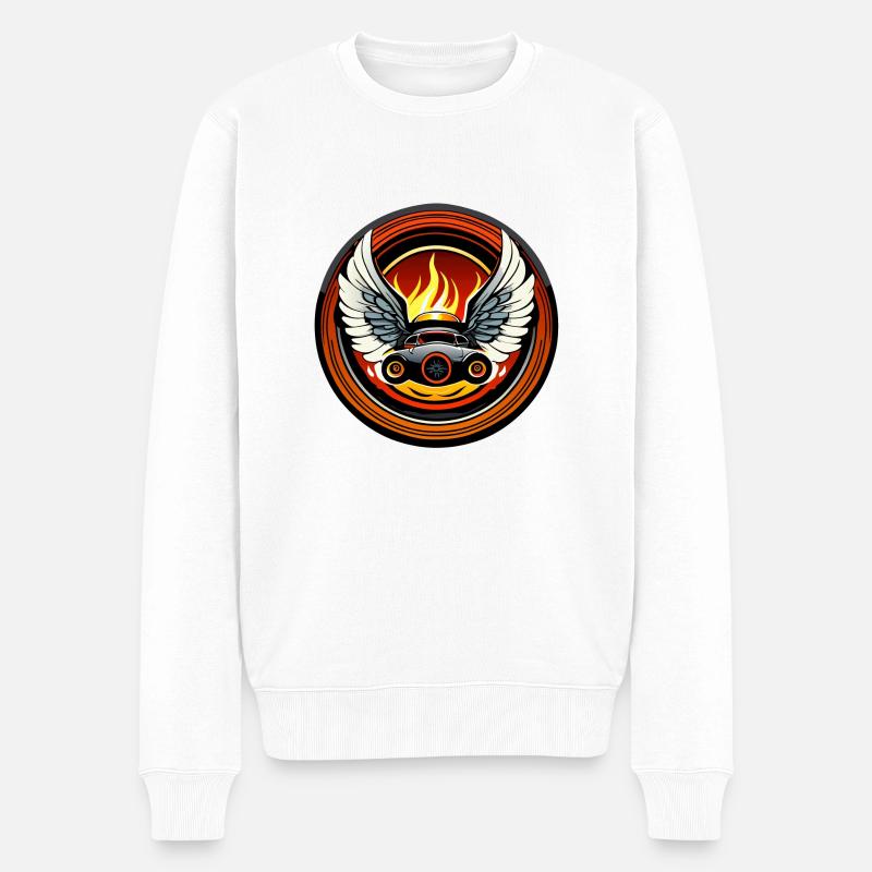 Flying car with angelwings - Männer Premium Bio Pullover - Weiß