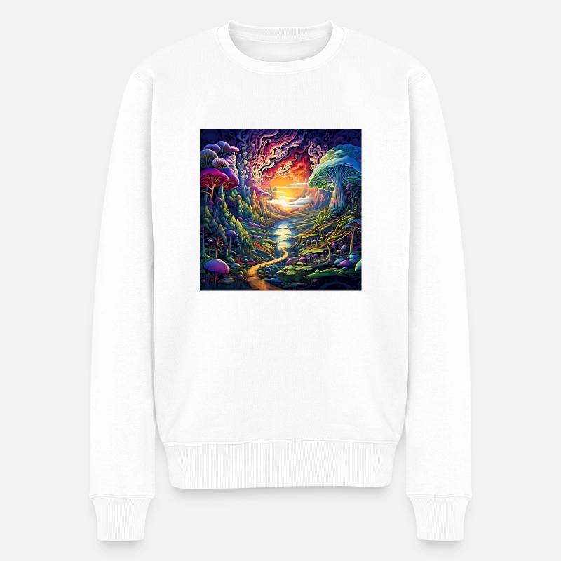 trippy Landschaft - Männer Premium Bio Pullover - Weiß