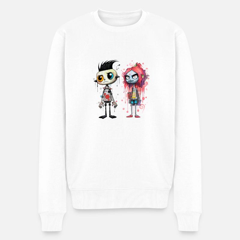 das schräge Pärchen - Männer Premium Bio Pullover - Weiß
