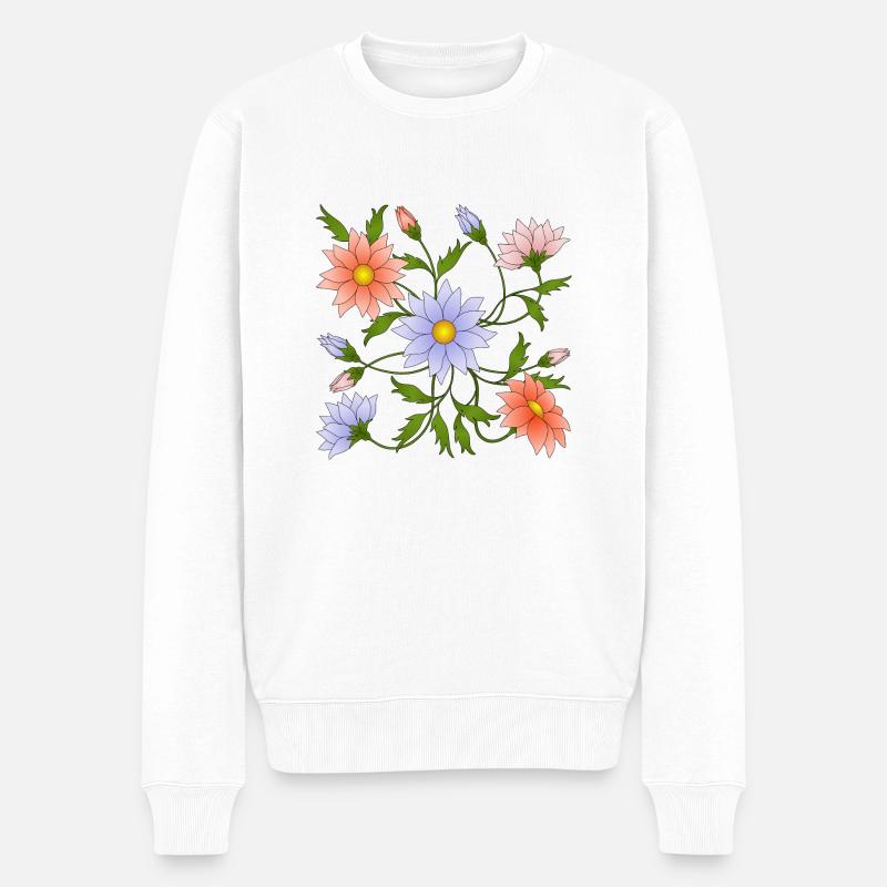 Blumen - Männer Premium Bio Pullover - Weiß