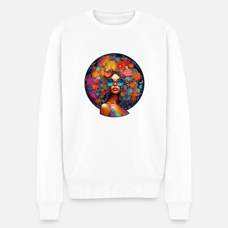 Fleurie Flow Flower Power - Männer Premium Bio Pullover - Weiß