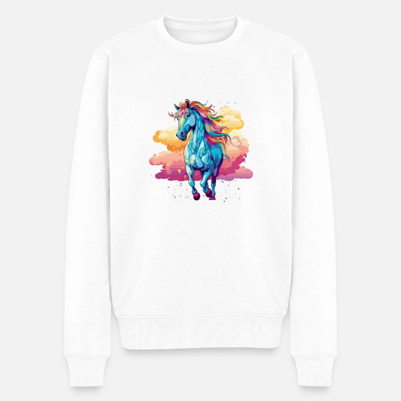 im Himmelgalopp - Männer Premium Bio Pullover - Weiß