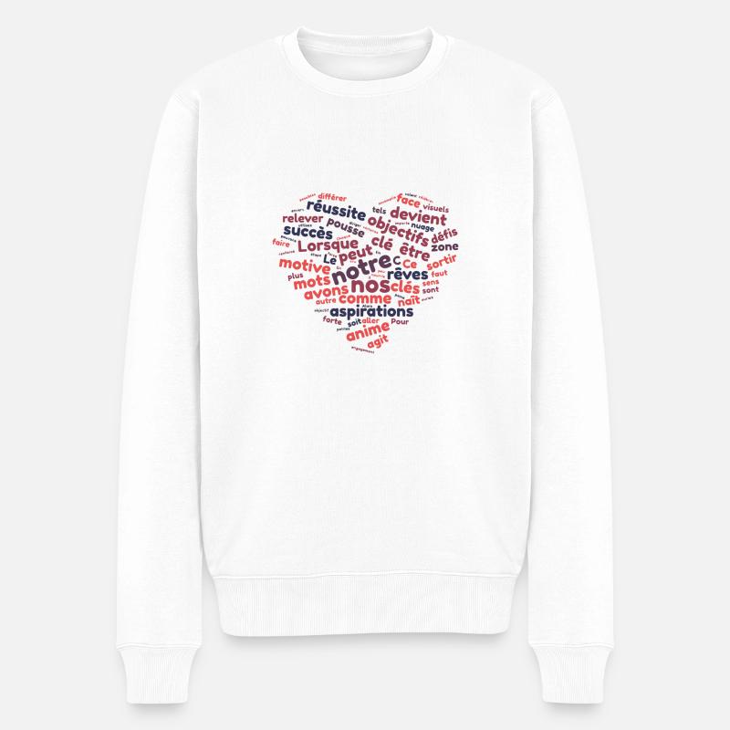 Motivation der Wortwolke - Männer Premium Bio Pullover - Weiß