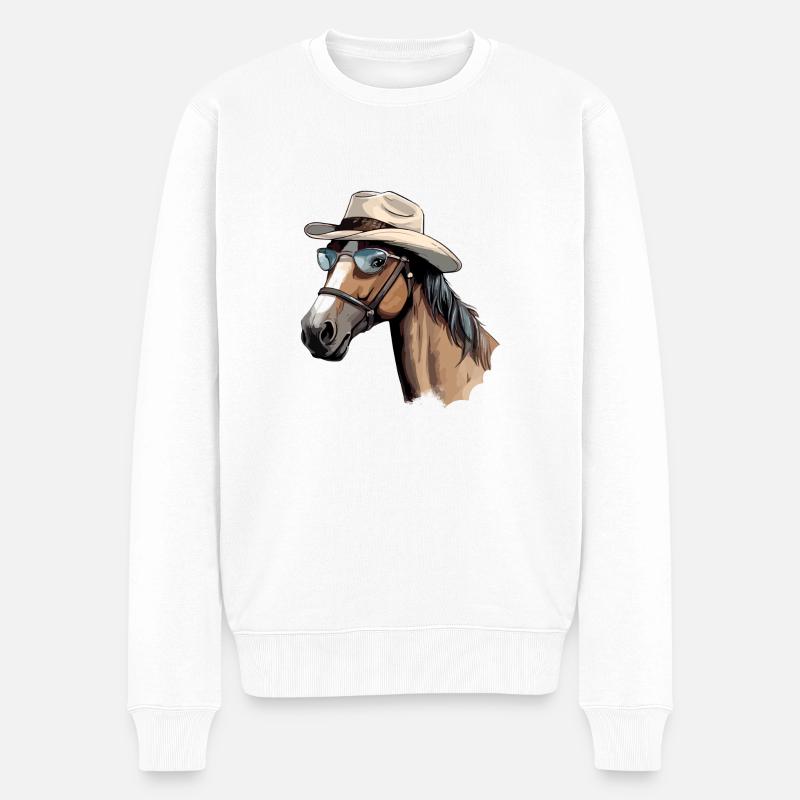 Zak das Cowboy-Pferd - Männer Premium Bio Pullover - Weiß