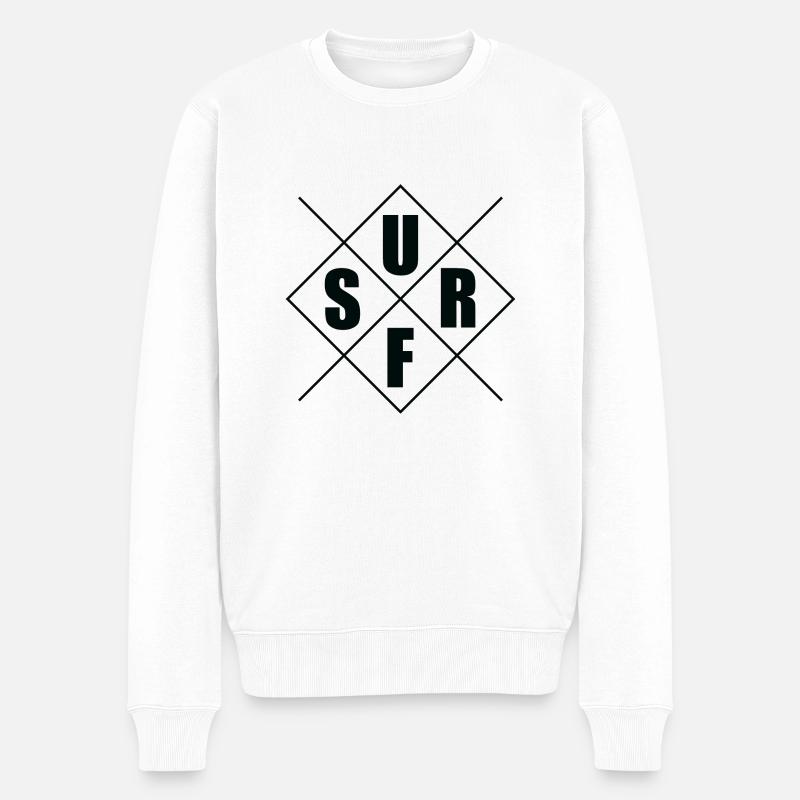 Surfing Surfboard Surfer Wassersport - Männer Premium Bio Pullover - Weiß