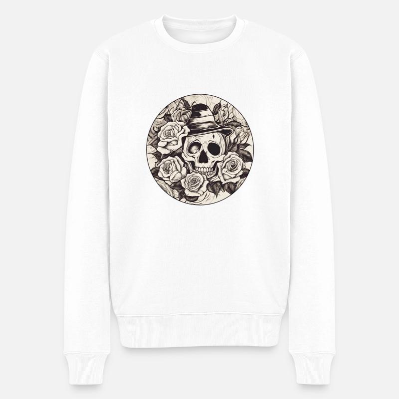 Totenkopf - Männer Premium Bio Pullover - Weiß