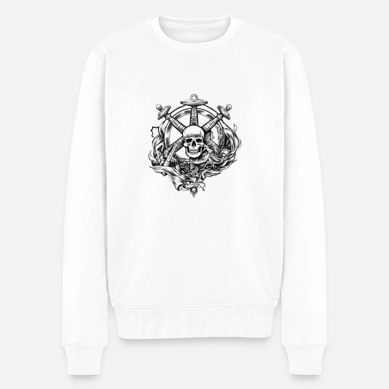 Piratenschädel - Männer Premium Bio Pullover - Weiß