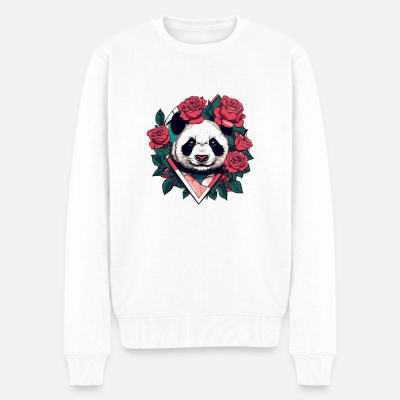 Panda - Männer Premium Bio Pullover - Weiß