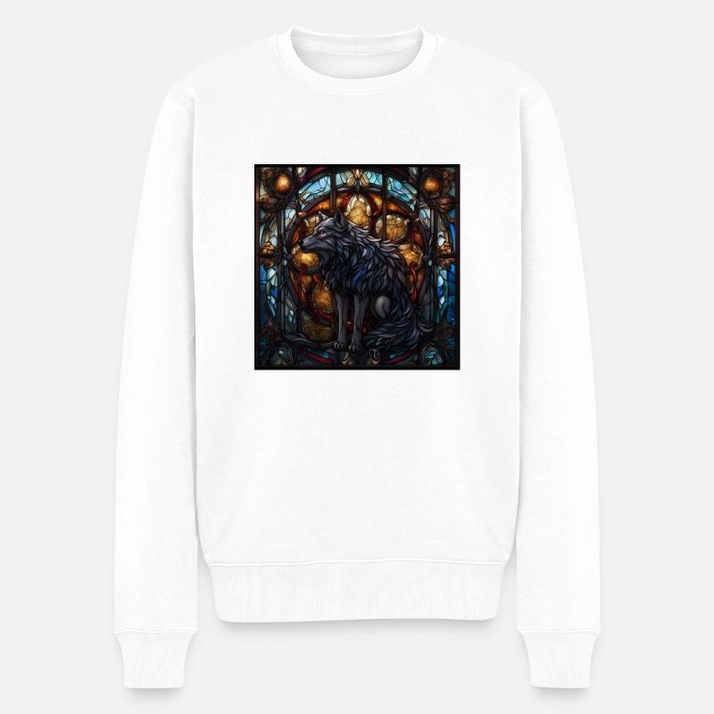 Wolf - Männer Premium Bio Pullover - Weiß