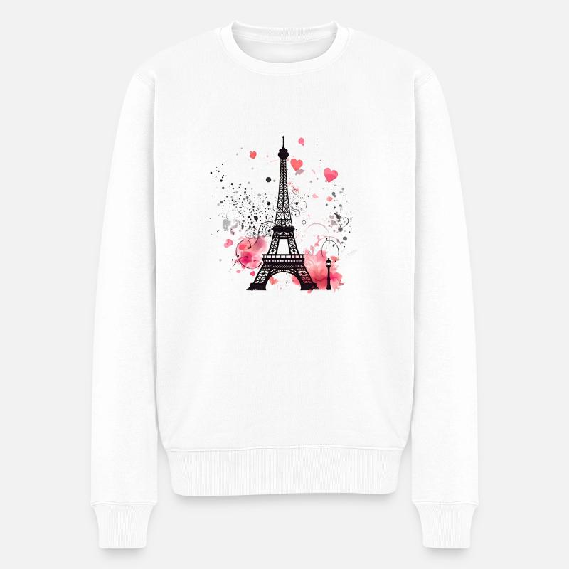 Paris, die Stadt der Liebe - Männer Premium Bio Pullover - Weiß