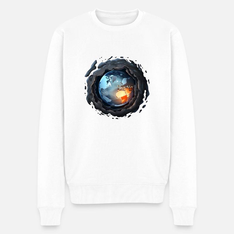 Planet Erde in Apnoe: Kosmischer Strudel - Männer Premium Bio Pullover - Weiß