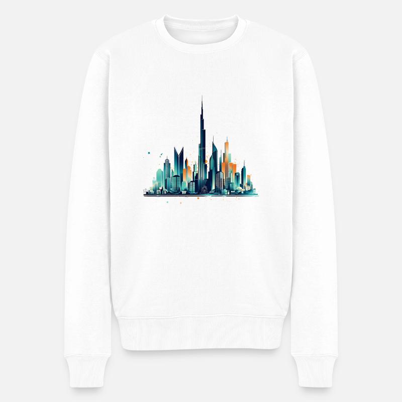 Dubais Wahrzeichen der Burj Khalifa - Männer Premium Bio Pullover - Weiß