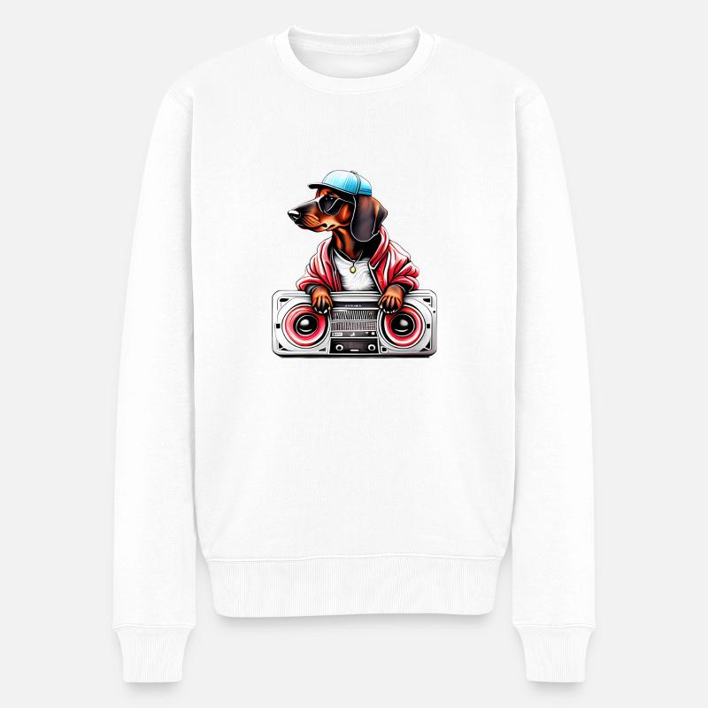 Dachshund Hund Musik Hundehalter Dackelwelpe Hunde - Männer Premium Bio Pullover - Weiß