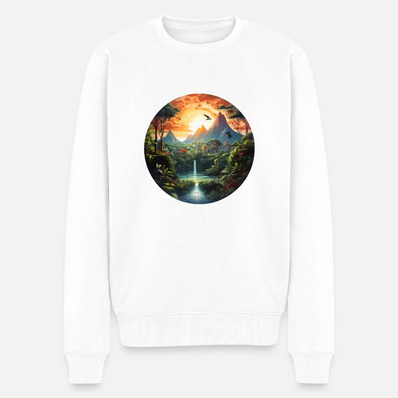 Une île tropicale déserte - Pull Premium bio Homme - blanc