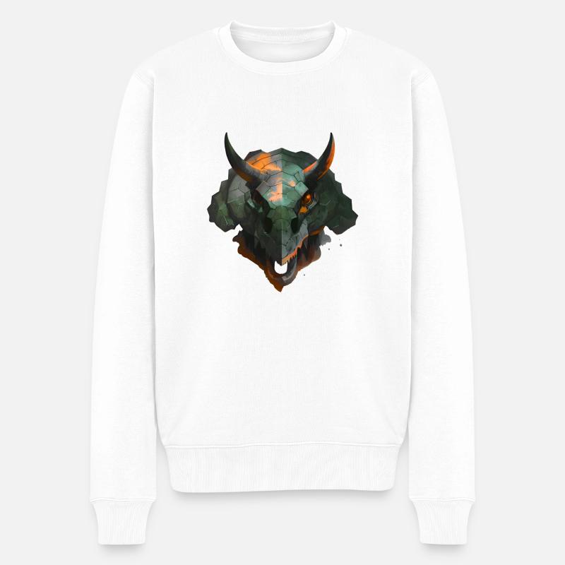 Mecha-Triceratops - Männer Premium Bio Pullover - Weiß