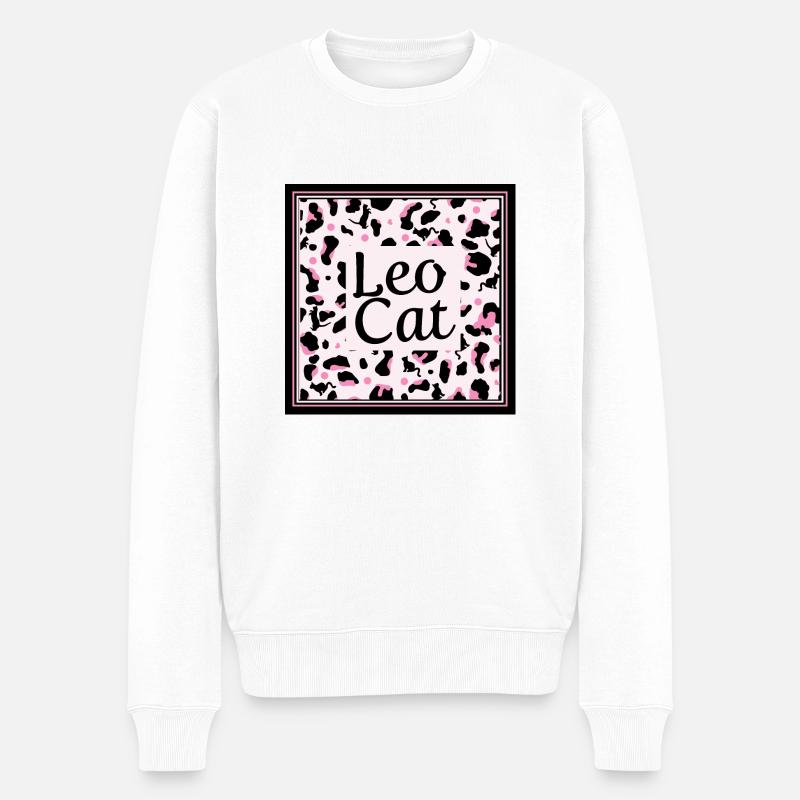 Leo Cat Leopard Design - Pull Premium bio Homme - blanc