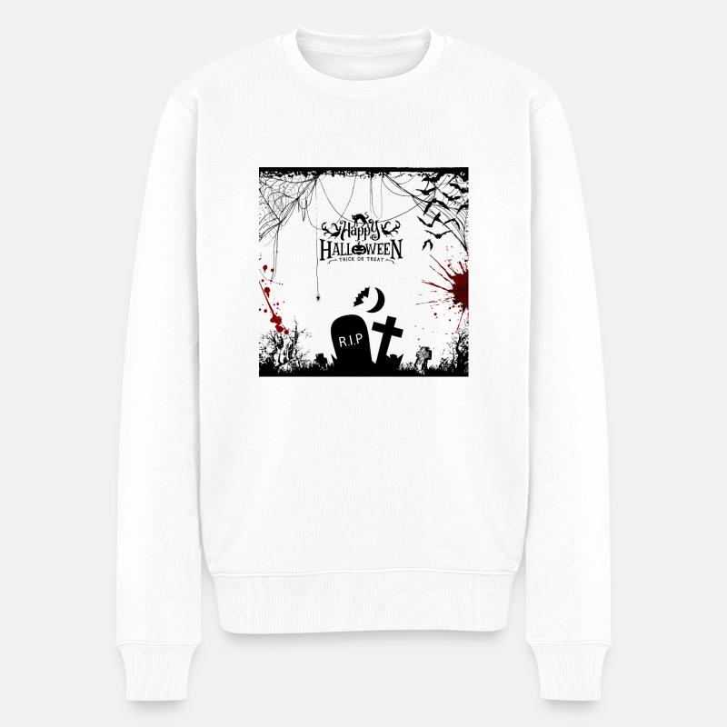 Halloween RIP Grusel Friedhof Blut - Männer Premium Bio Pullover - Weiß
