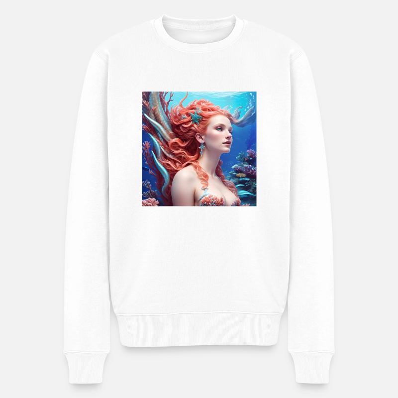Meerjungfrau - Männer Premium Bio Pullover - Weiß