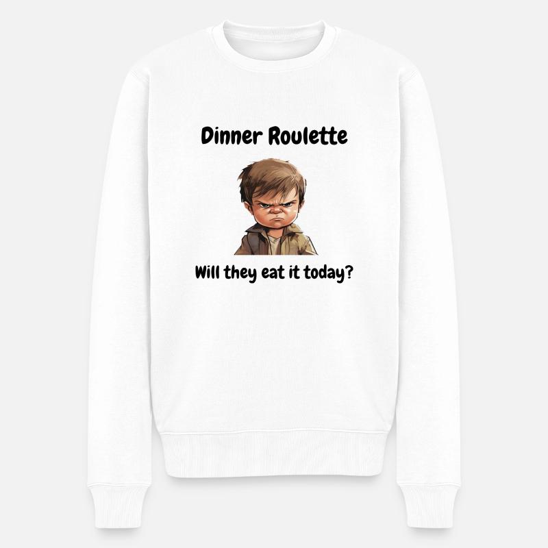 Dinner roulette: will they eat it today? - Männer Premium Bio Pullover - Weiß