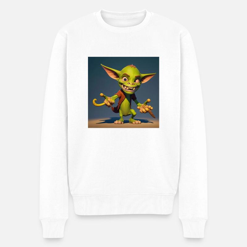 kleiner frecher Goblin - Männer Premium Bio Pullover - Weiß