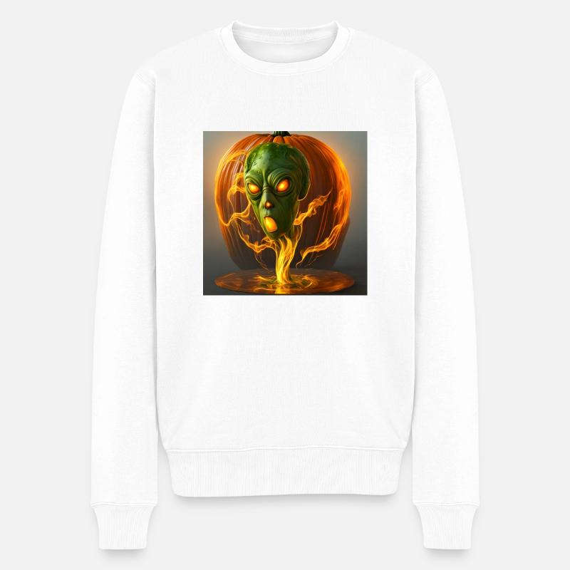 Halloween Kürbis - Männer Premium Bio Pullover - Weiß