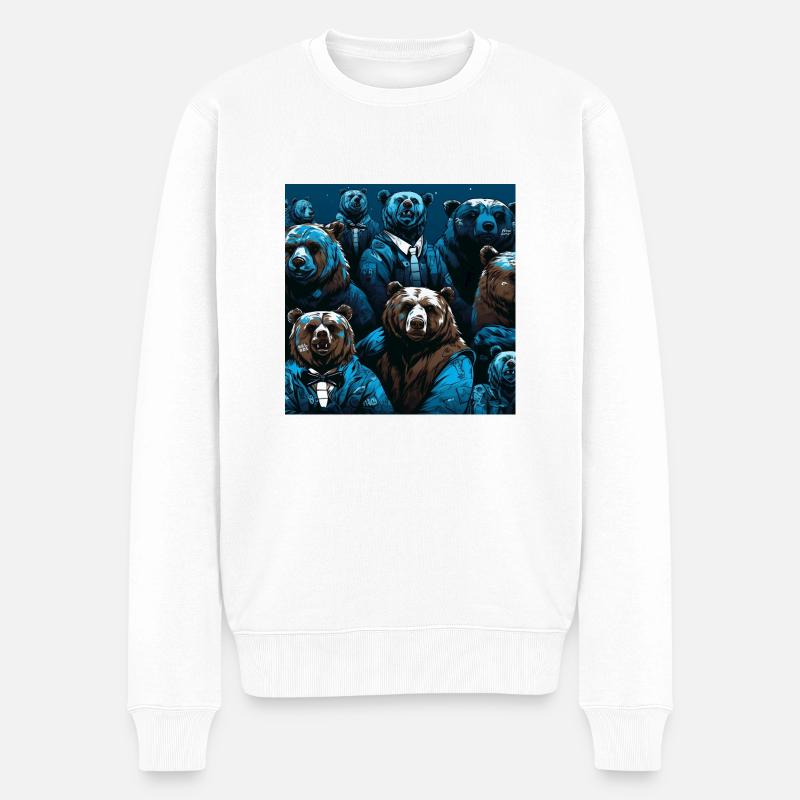 Neon-Neon-Bärenmuster - Männer Premium Bio Pullover - Weiß