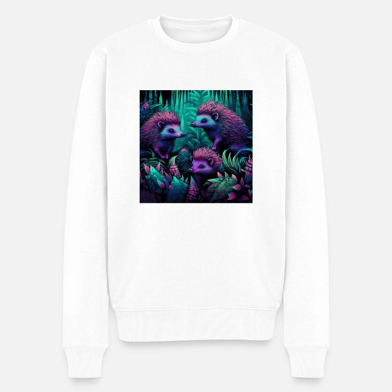 Igel im Neon-Stil - Männer Premium Bio Pullover - Weiß