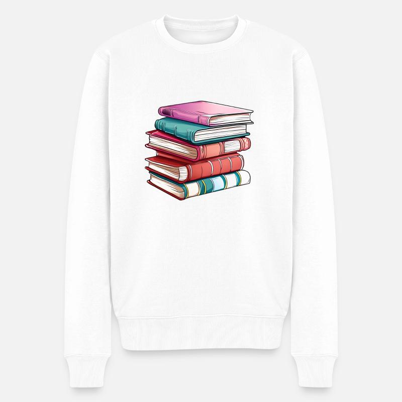Buch Lesen Buchliebhaber Geschenk Bücher Leser - Männer Premium Bio Pullover - Weiß