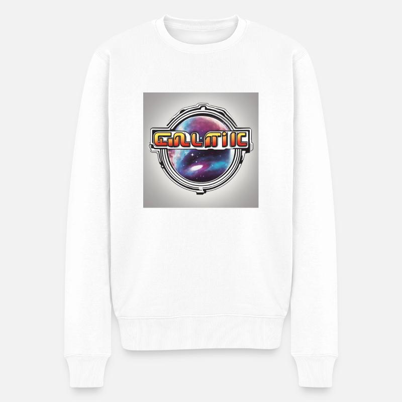 70er tshirt design galactic - Männer Premium Bio Pullover - Weiß