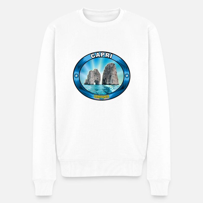 Capri Faraglioni - Männer Premium Bio Pullover - Weiß