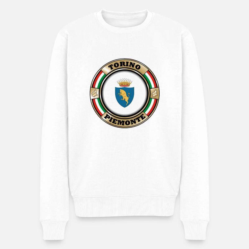 Turin, Piemont - Männer Premium Bio Pullover - Weiß