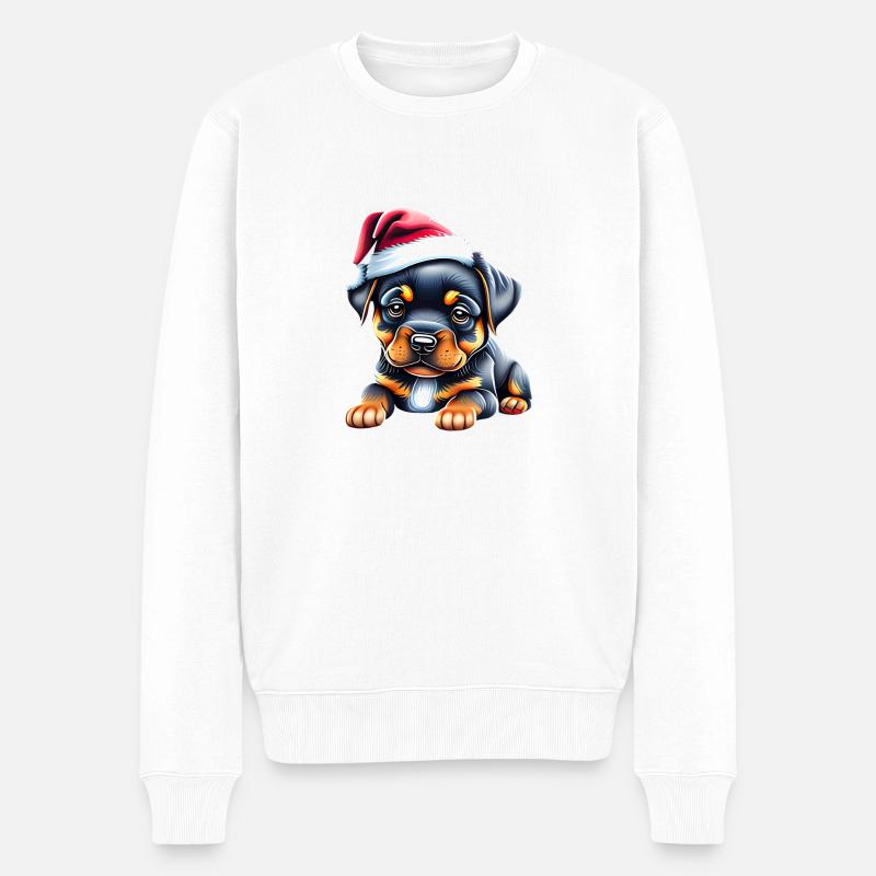 Chiens Rottweiler Chien Noël Chiot - Pull Premium bio Homme - blanc