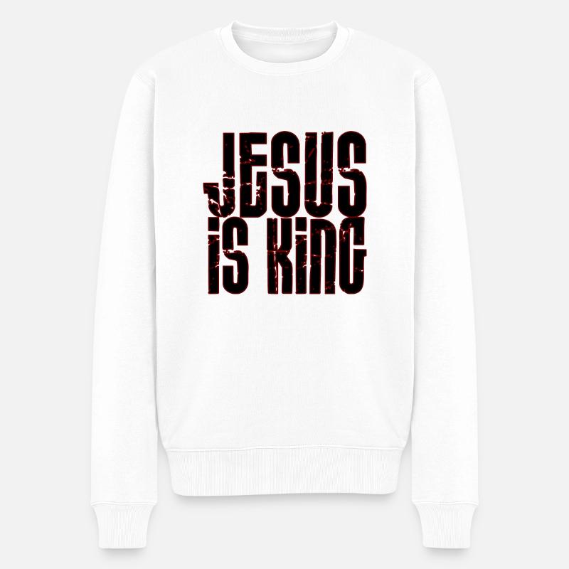 Jesus ist König - Männer Premium Bio Pullover - Weiß