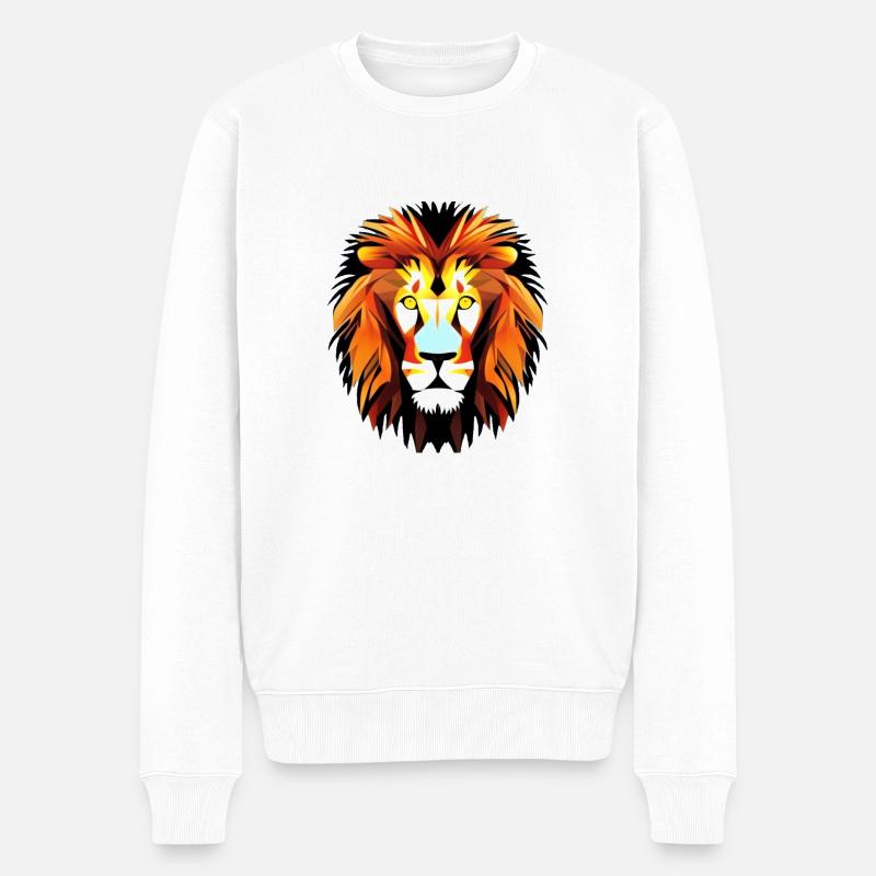 Abstract Lion - Männer Premium Bio Pullover - Weiß