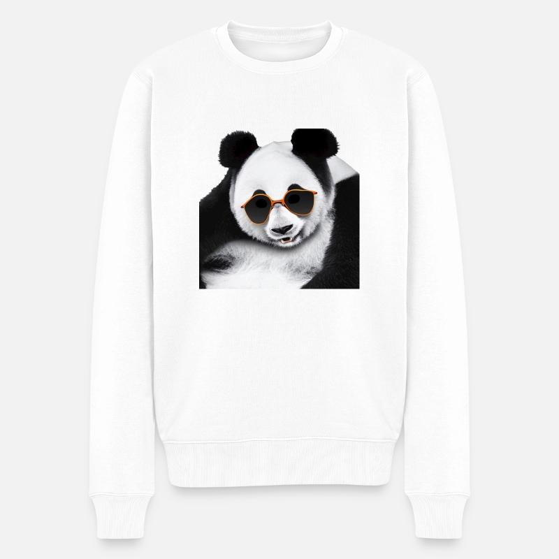 Panda hanging - Männer Premium Bio Pullover - Weiß