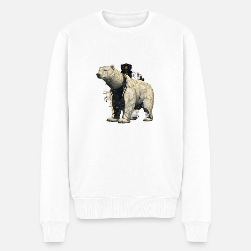 Steampunkt in der Kälte - Männer Premium Bio Pullover - Weiß