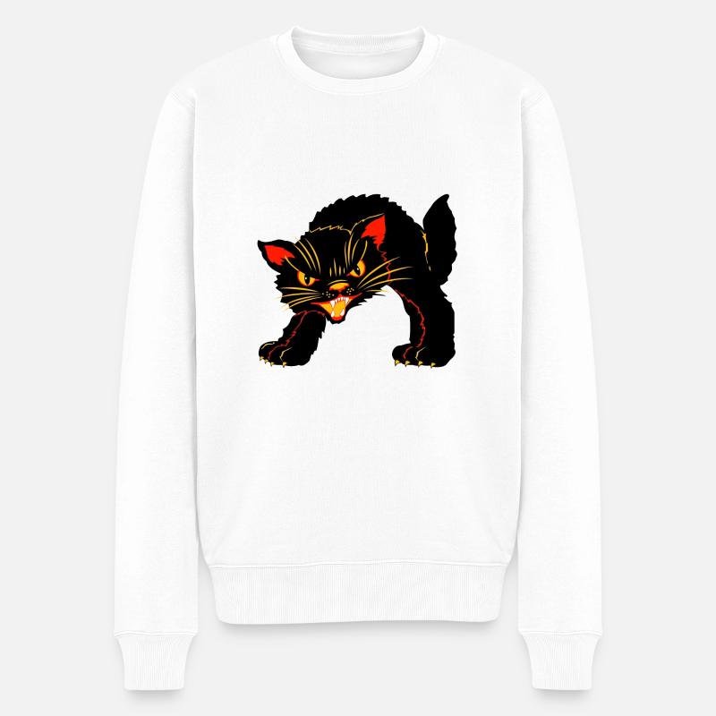 cat Halloween - Männer Premium Bio Pullover - Weiß