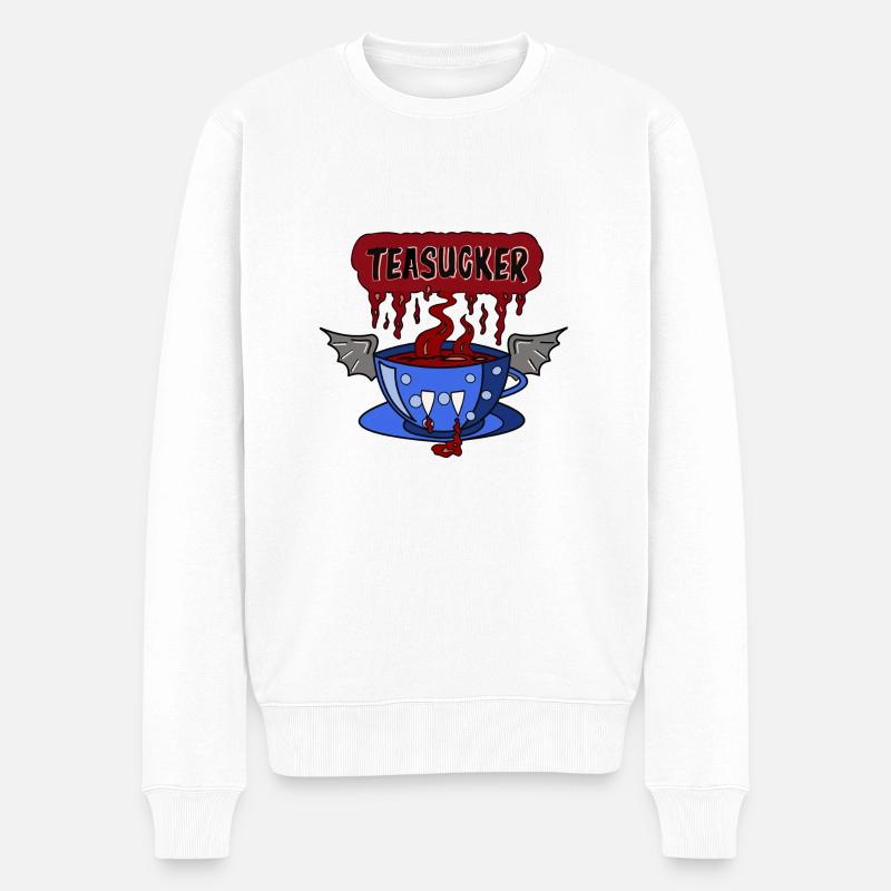 Tee Halloween Blut Vampir - Männer Premium Bio Pullover - Weiß