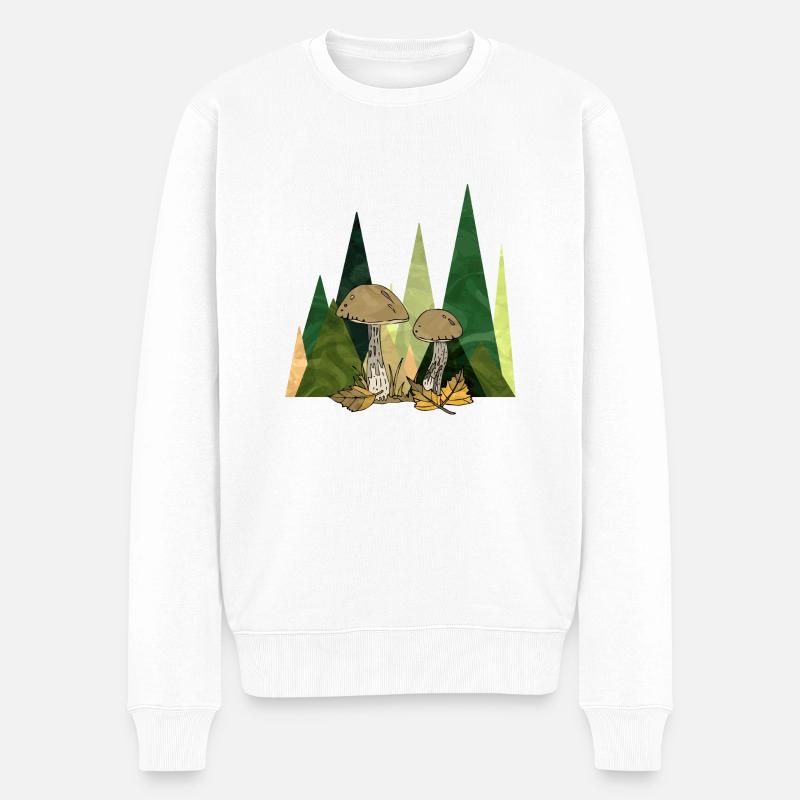 Pilze - Männer Premium Bio Pullover - Weiß