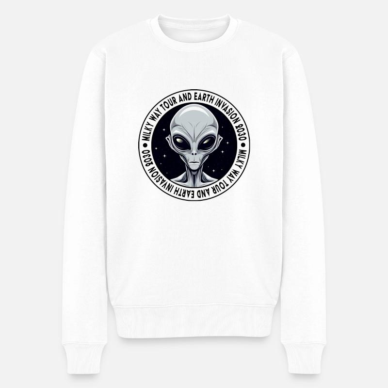 Außerirdische Invasion der Erde 2030 Logo - Männer Premium Bio Pullover - Weiß
