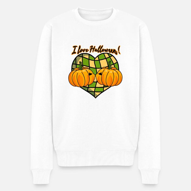 Baiser d’Halloween à la citrouille - Pull Premium bio Homme - blanc