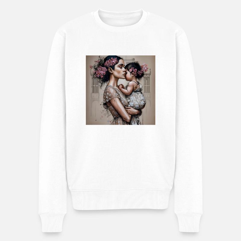 Mutter und Tochter - Männer Premium Bio Pullover - Weiß
