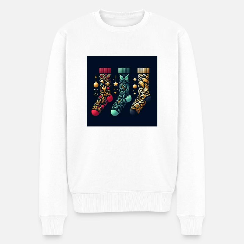 Weihnachtsstrümpfe - Männer Premium Bio Pullover - Weiß