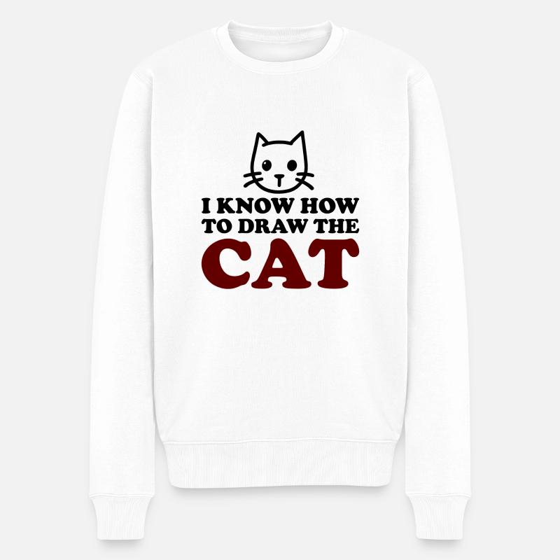 The Cat - Männer Premium Bio Pullover - Weiß