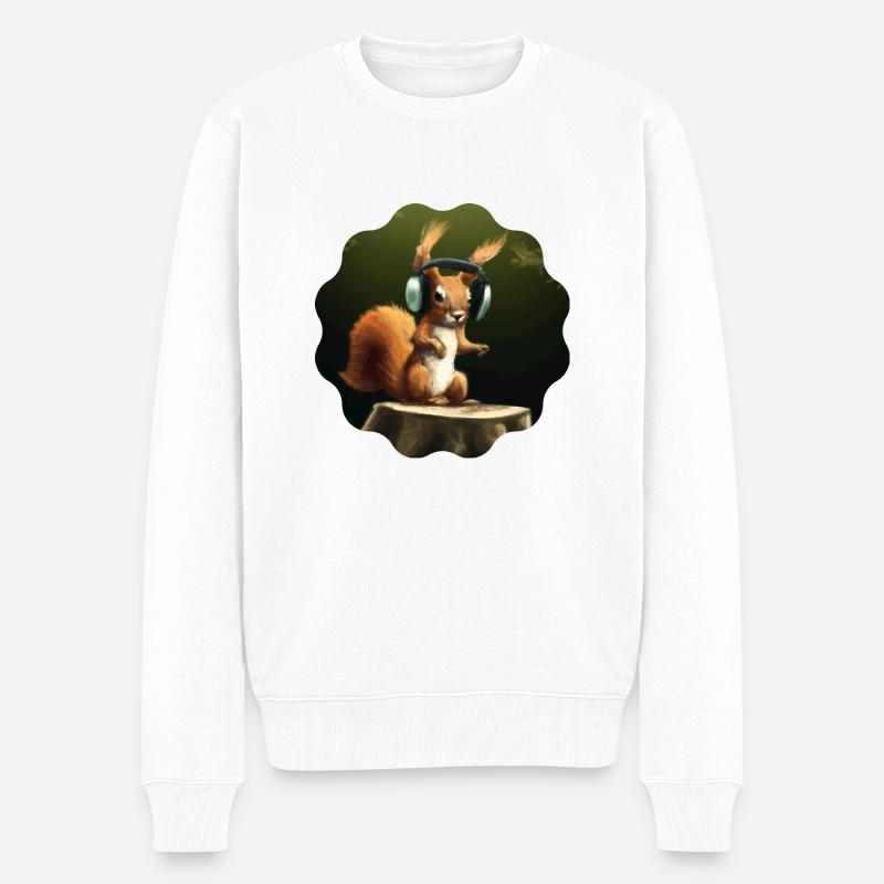 DJ Eichhörnchen - Männer Premium Bio Pullover - Weiß