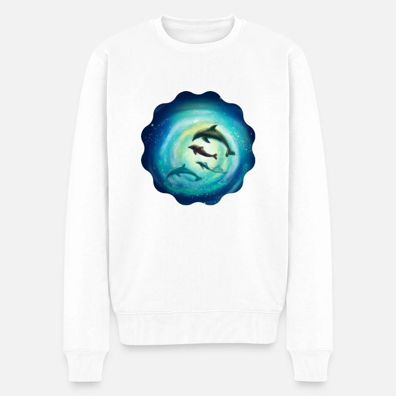 Delfine - Männer Premium Bio Pullover - Weiß